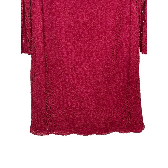 J.Crew Women's Dress Lined lace 3/4 Sleeve Shift Flared Dress Knee Length Red‎ 8 - Picture 6 of 11